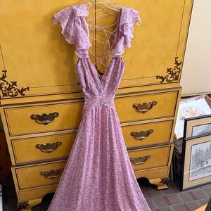 Astr Pink Backless Floral Dress